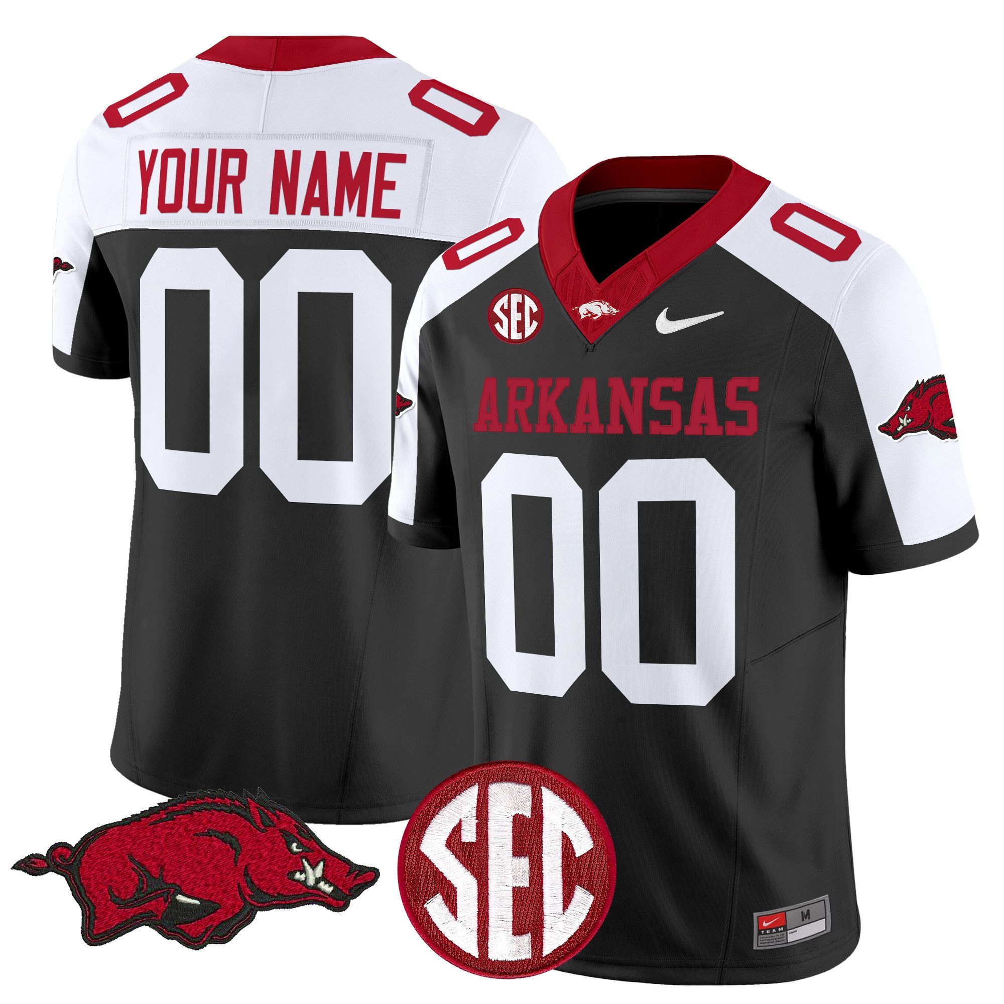 Men Arkansas Razorbacks Black Nike 2024 Vapor Limited Custom NCAA Jersey